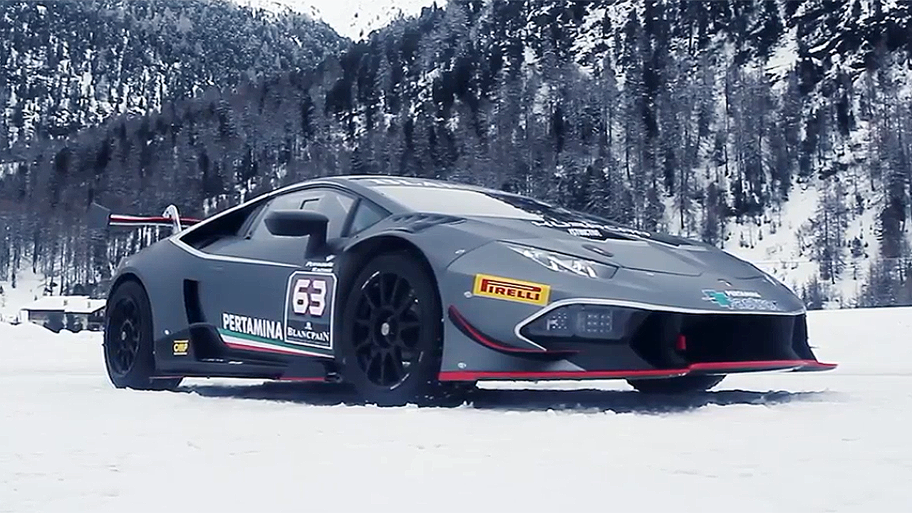 兰博基尼huracanlp6202冰雪赛道热身