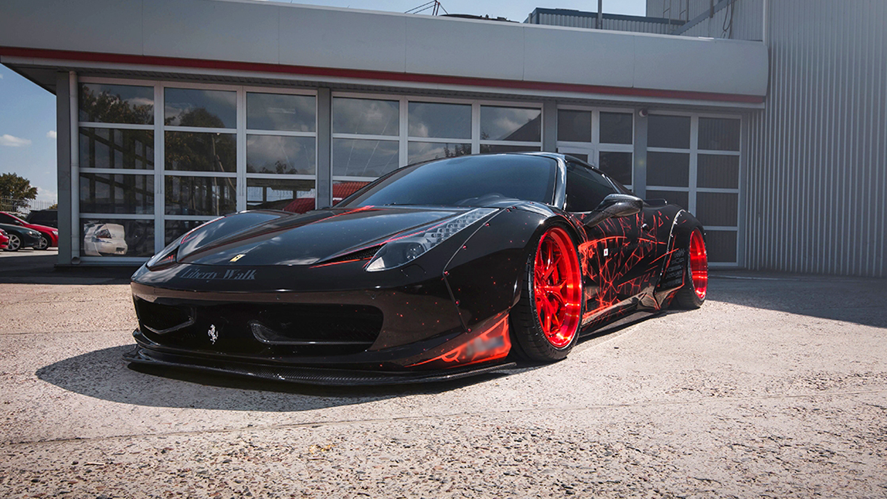 爆改法拉利458敞篷版红色轮毂火辣抢眼